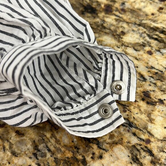 Rag & Bone White And Grey Striped V-neck Long Sleeve Top Size L - Picture 4 of 10